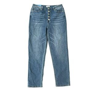 Abound Mom Jeans Blue Button Fly 5 Pocket Straight High Rise Denim Size 28 NWT